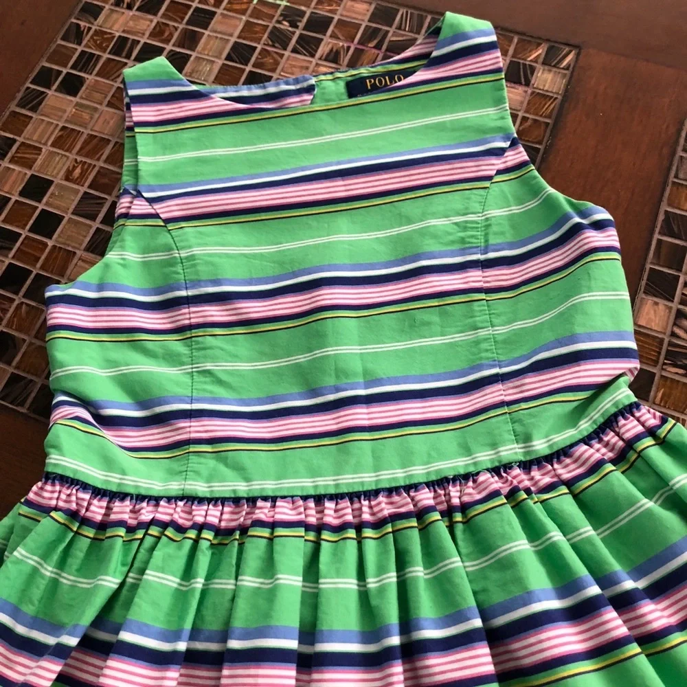 Ralph Lauren Striped Sleeves Girls Dress